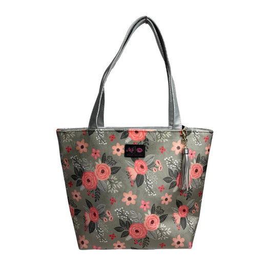 Coral floral Tote (Made To Order-14 Business Day Turnaround)
