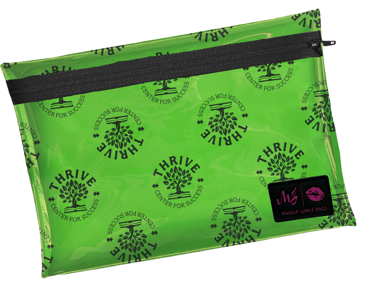 Thrive Clear Pencil Pouch- Green - Made to order - SHIPS MID OCT