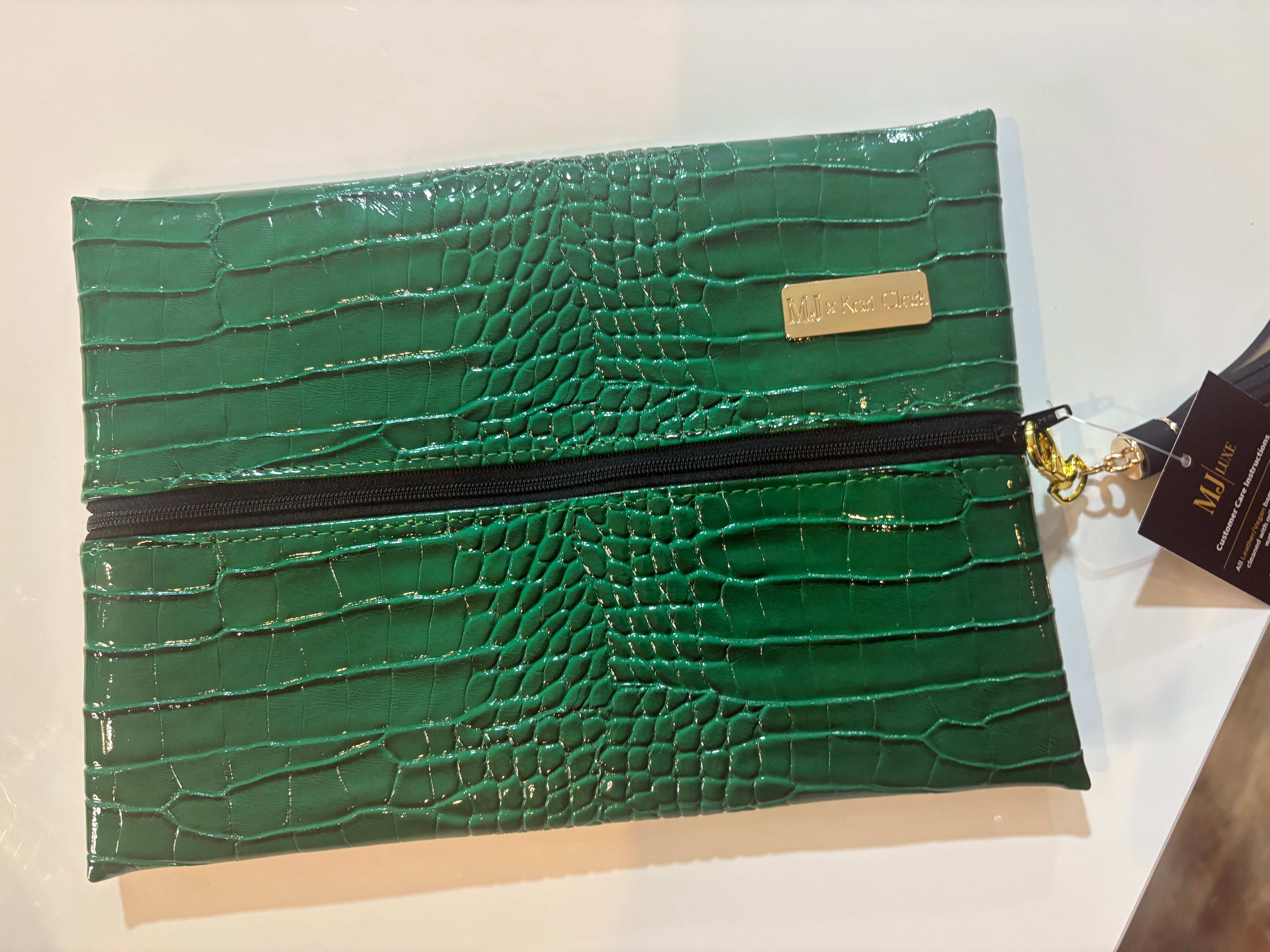 Kelly Green Gator/Gingham interior - The Kari Clark Collection -  Please allow 14 business days for your order to ship