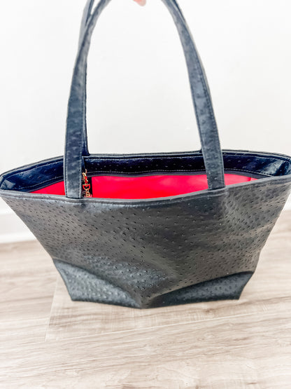 Black Ostrich Tote