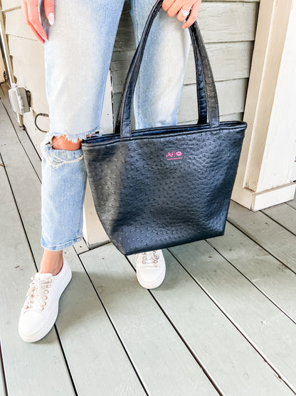 Black Ostrich Tote