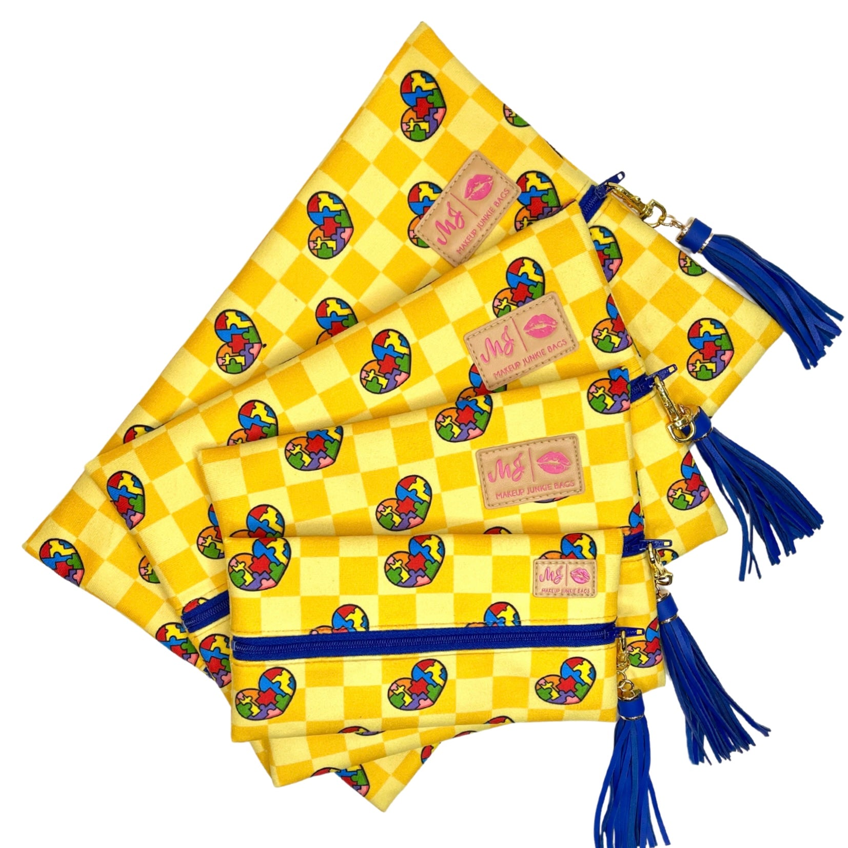 Autism Awareness Yellow Check – Makeup Junkie Bags