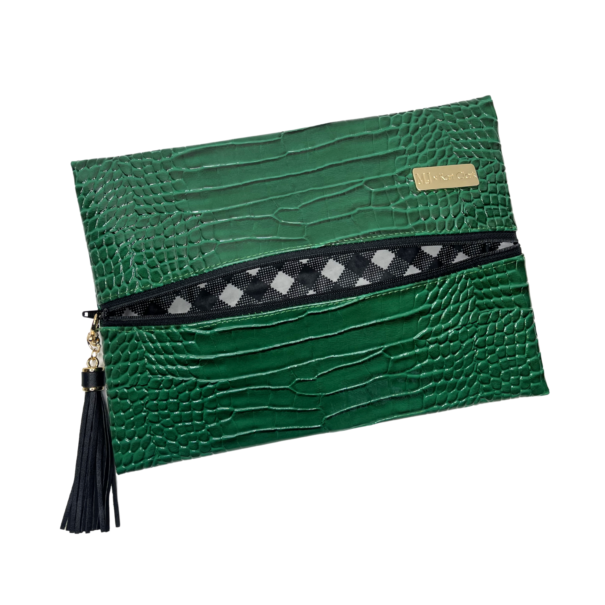 Kelly Green Gator/Gingham interior - The Kari Clark Collection -  Please allow 14 business days for your order to ship