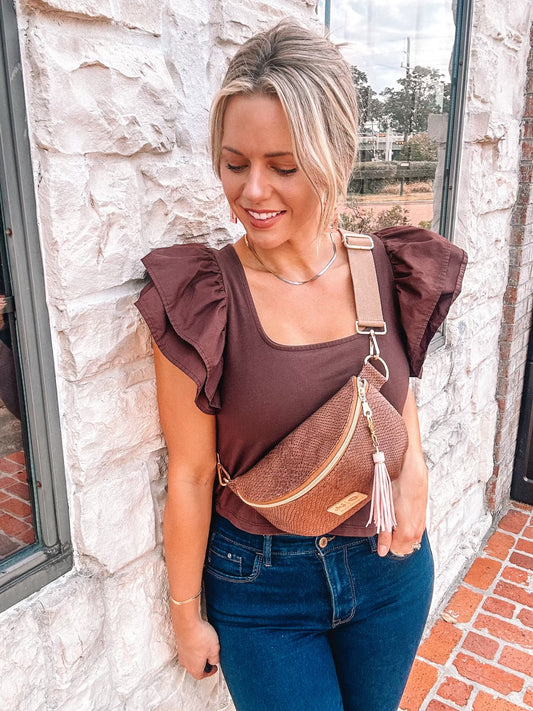 Sidekick Bag Chocolate Cobra (Comes with a basic tan strap. Please check out our selection of additional decorative straps for purchase.)