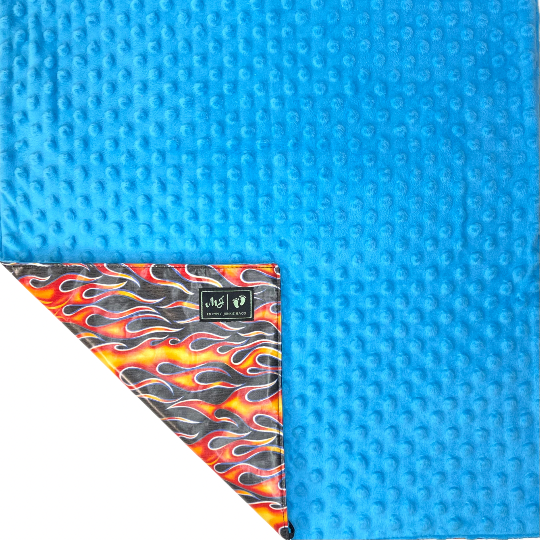 Mommy Junkie 2 in 1 (Minky Blanket/Laminated Changing Pad) Hot Rod