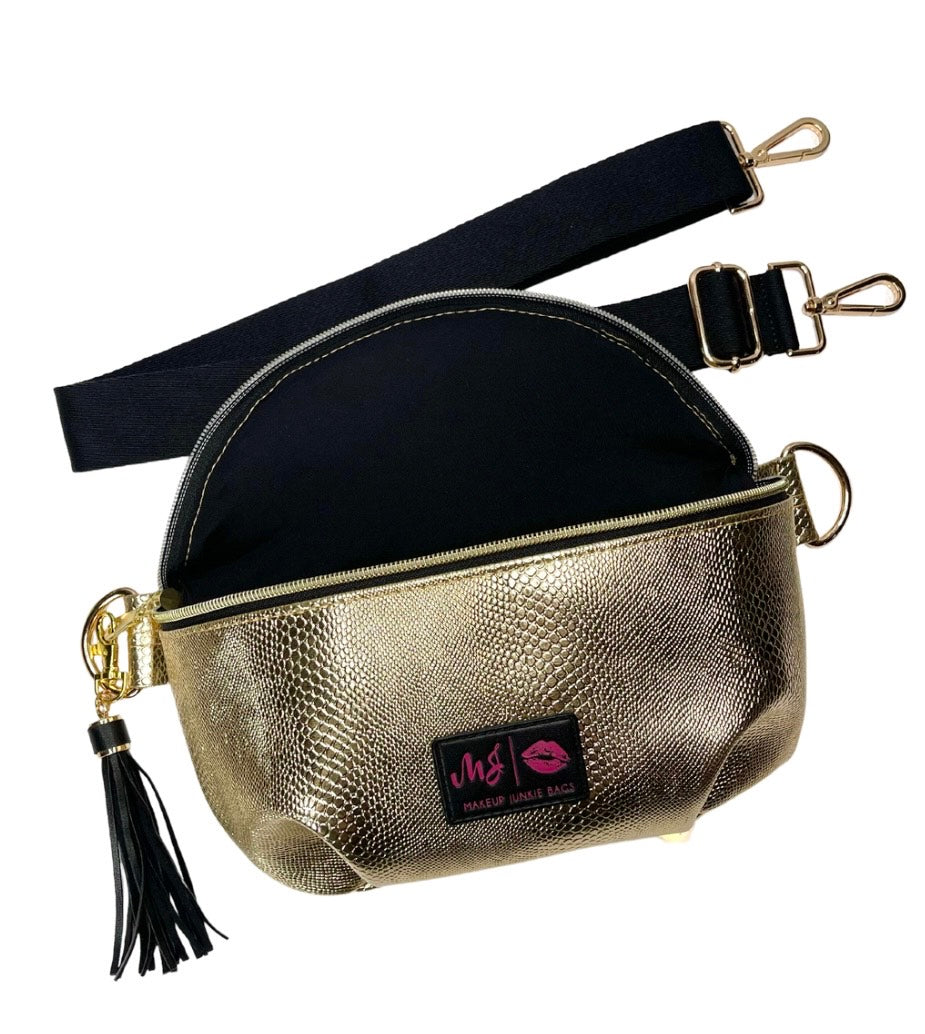 Sidekick Bag Gold Serpent (Comes with a basic onyx strap. Please check out our selection of additional decorative straps for purchase.)
